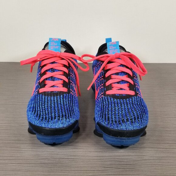 Nike Air VaporMax Flyknit 3 Sneaker, Black & Blue Mesh, Big Kid Size 3.5 / 35.5 - Picture 2 of 12
